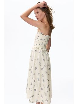 H&M - Women White Smocked-Bodice Bandeau Dress