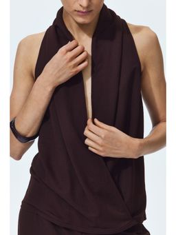 H&M - Women Brown Shawl-Collar Wrap Top