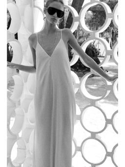 H&M - Women White Crinkled Tie-Strap Dress