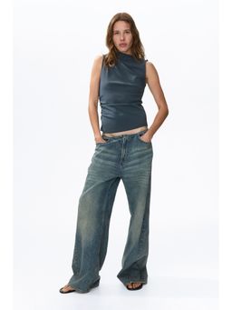 H&M - Women Blue Draped Crinkled Top
