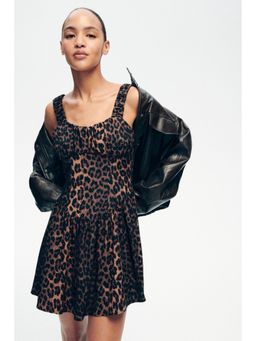H&M - Women Brown Printed Flared-Skirt Dress