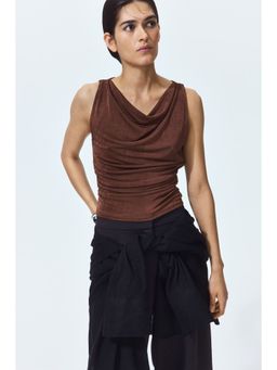 H&M - Women Brown Draped Jersey Top