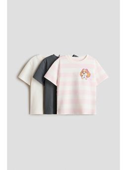 H&M - Girls Pink 3-Pack Printed Jersey Tops
