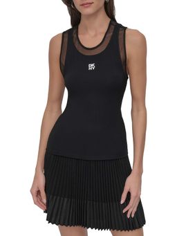 DKNY - Mesh Neckline Logo Tank