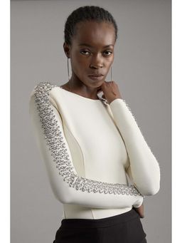 Karen Millen - Women Cream Embellished Top