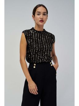 Salsa Jeans - Velvet Top With Gold Sequin Detail