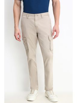 Allen Solly - Men Beige Regular Fit Solid Casual Trousers