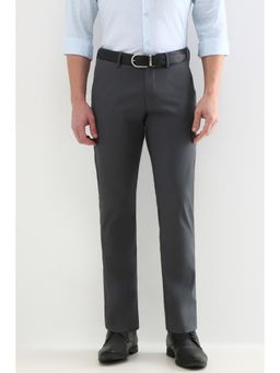 Allen Solly - Men Grey Slim Fit Solid Formal Trousers