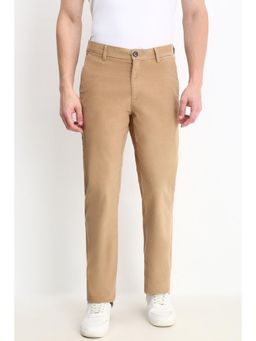 Allen Solly - Men Beige Regular Fit Textured Casual Trousers