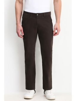 Allen Solly - Men Brown Slim Fit Textured Casual Trousers