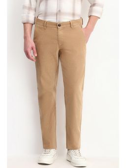 Allen Solly - Men Beige Slim Fit Textured Casual Trousers