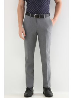 Allen Solly - Men Grey Slim Fit Textured Formal Trousers