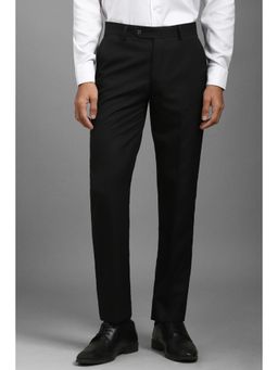 Louis Philippe - Men Black Slim Fit Solid Flat Front Formal Trousers