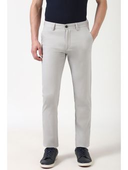 Peter England - Men Grey Solid Super Slim Fit Trousers