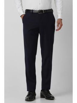 Van Heusen - Men Navy Solid Slim Fit Trousers