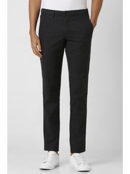 Van Heusen - Men Grey Textured Slim Fit Trousers