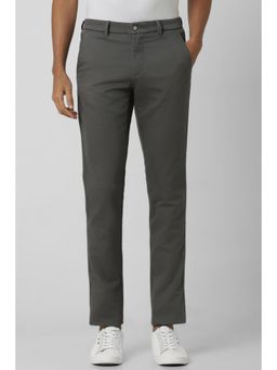 Van Heusen - Men Grey Solid Slim Fit Trousers