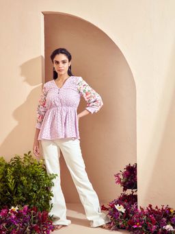 BOHO-CHIC By Sukriti Jain - Lilac Springtime Broderie Embroidered Blouse