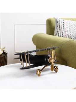 De Maison Decor - Gold and Black Wood Vintage Handcrafted Decor Airplane