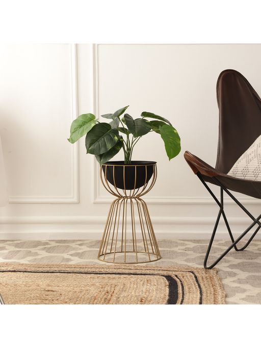 De Maison Decor Twin Medium Bloom Black Floor Planters (Pack of 2)