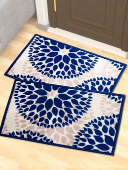 Athom Living - Premium Anti Slip Printed Doormat Blue (Pack of 2)