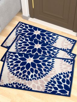 Athom Living - Premium Anti Slip Printed Doormat Blue (Pack of 3)