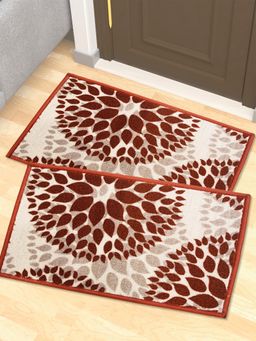 Athom Living - Premium Anti Slip Printed Doormat Brown (Pack of 2)
