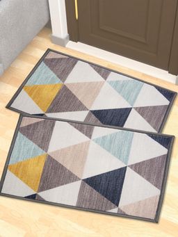 Athom Living - Premium Anti Slip Printed Doormat Grey (Pack of 2)