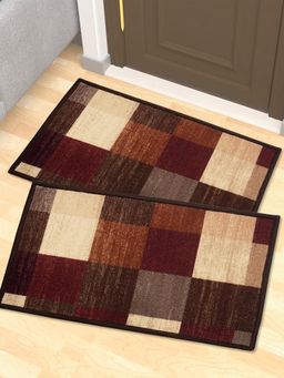 Athom Living - Premium Anti Slip Printed Doormat Brown (Pack of 2)