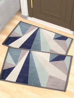 Athom Living - Premium Anti Slip Printed Doormat Grey (Pack of 2)