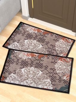 Athom Living - Premium Anti Slip Printed Doormat Grey (Pack of 2)