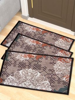 Athom Living - Premium Anti Slip Printed Doormat Grey (Pack of 3)