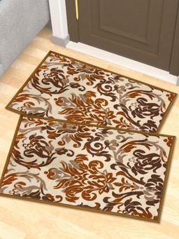 Athom Living - Premium Anti Slip Printed Doormat Brown (Pack of 2)