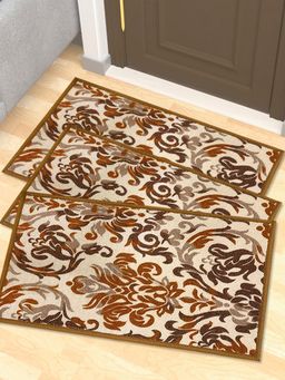 Athom Living - Premium Anti Slip Printed Doormat Brown (Pack of 3)