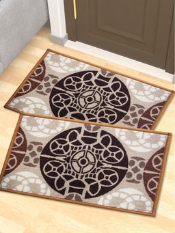 Athom Living - Premium Anti Slip Printed Doormat Grey (Pack of 2)