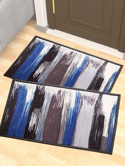 Athom Living - Premium Anti Slip Printed Doormat Blue (Pack of 2)