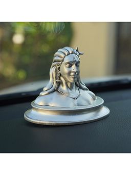 SABERA - Adi Yogi Shiva Idol In Silver Plating For Car Dashboard