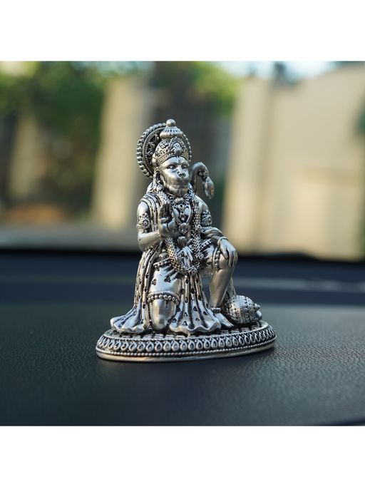SABERA Hanuman Ji Silver Plated Idol For Car Dashboard