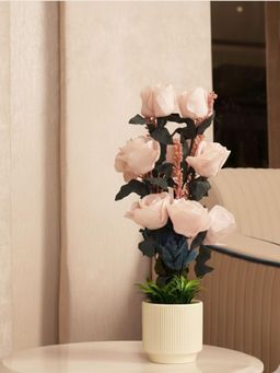 HOME 360 - Artificial White Roses With Ceramic Pot
