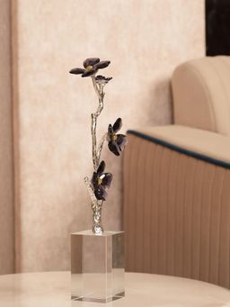 HOME 360 - Crystal Dogwood Blossom Sculpture With Silver-Tone Branch Detailing