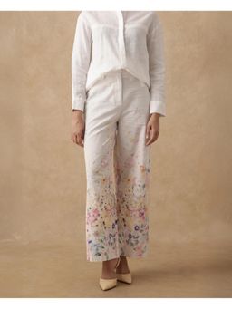 RAREISM - Prejino White Floral Print Straight Trouser