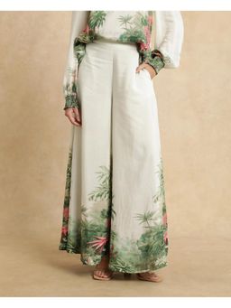 RAREISM - Rontro B Light Green Tropical Print Flared Trouser