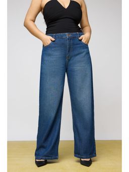 FREAKINS - Femme Blue Curve Wide Leg Jeans