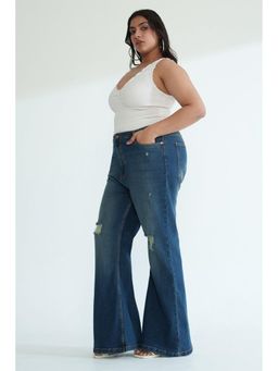 FREAKINS - Curve Vintage Blue Stretch Bootcut Jeans