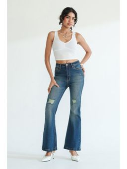 FREAKINS - Retro Blue Womens Bootcut Jeans
