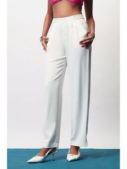 FREAKINS - Vanilla White Double Pleated Straight Korean Pant