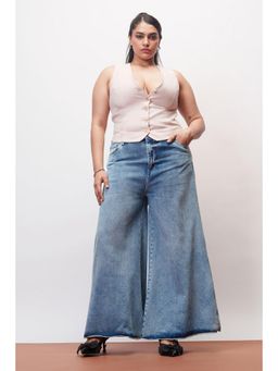 FREAKINS - Serene Blue Curve Flare Fit Jeans