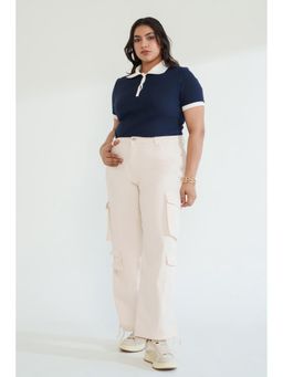 FREAKINS - Curve Soft Ecru Cargo Pant