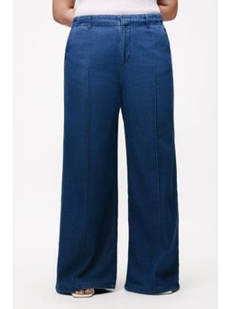 FREAKINS - Electric Blue Curve Pintuck Straight Jeans