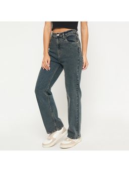 Madame - Acid Wash Tinted Yellow Cotton Blend Jeans